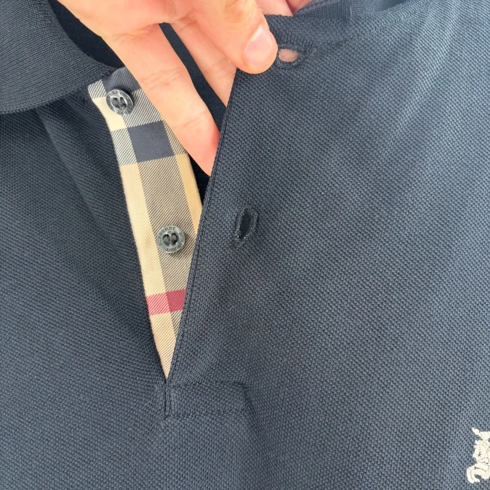 Burberry Brit 2000s Y2K Retro  Vintage Cotton Nova Check Polo T-shirt Size Xl - Picture 5 of 14